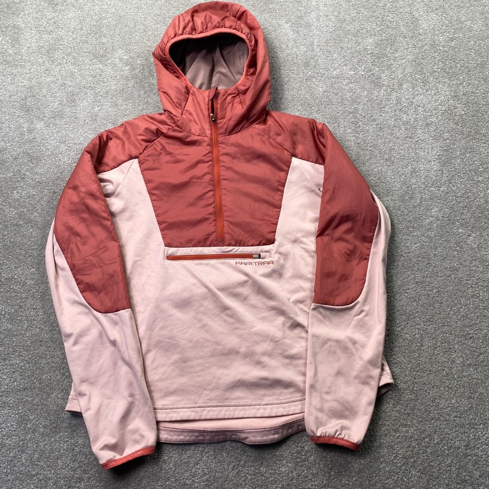 Kari Traa Pullover Hoodie Womens Small Pink Colorblock Half Zip Wind Resistant